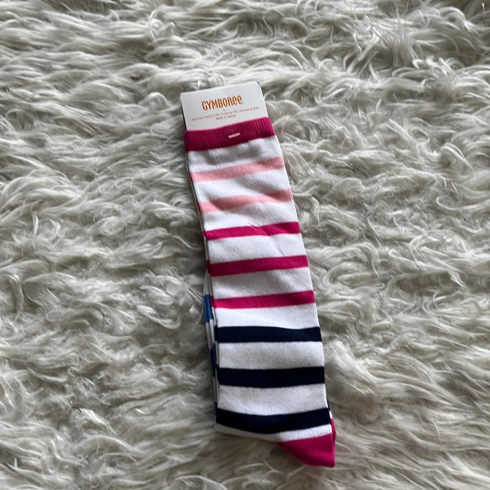 NWT Gymboree Girls Striped Knee High Socks L (shoe 3+)